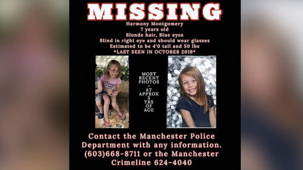 PHOTO: A Missing poster released by police in Manchester N.H. shows images of Harmony Montgomery who has been missing since Oct. 2019. (Manchester Police Department)