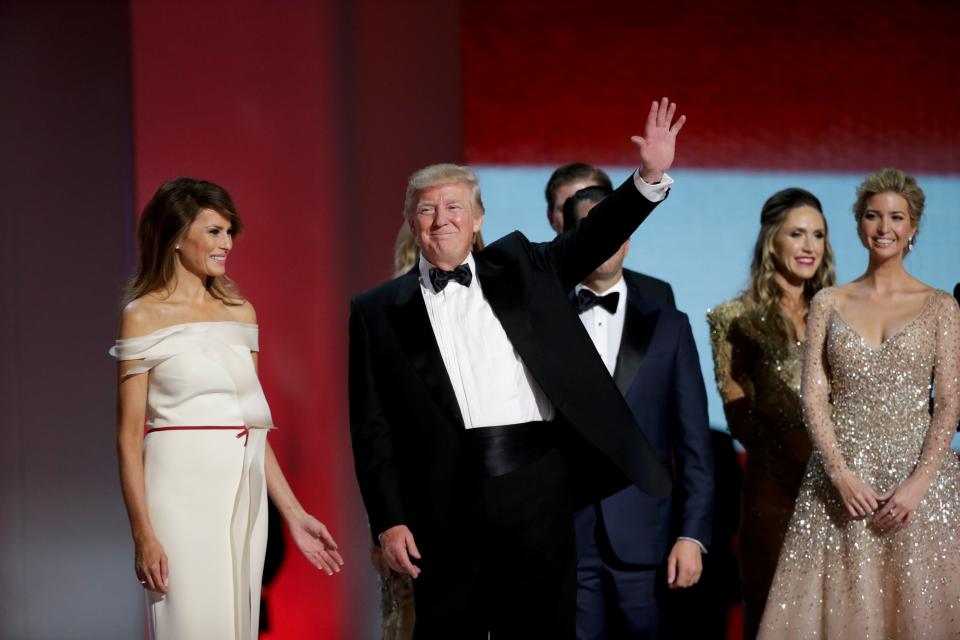 Melania, Donald and Ivanka Trump  at the Liberty Inaugural Ball on January 20, 2017Getty Images