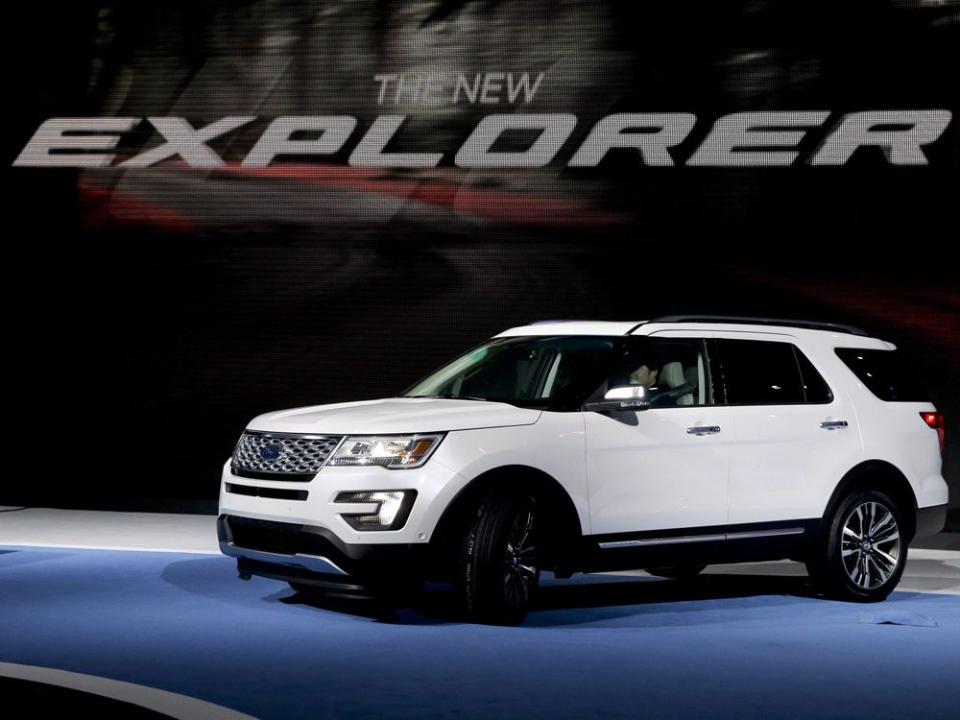  The 2016 Ford Explorer is presented during the Los Angeles Auto Show in 2014.