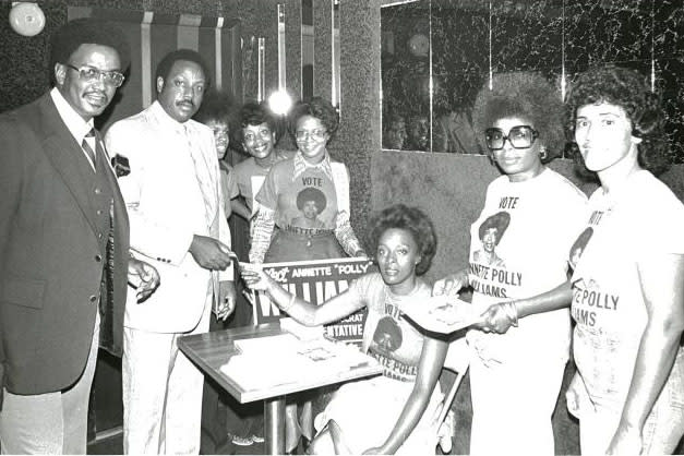 Polly Williams with family and friends supporting her campaign in the 1970s. It took three tries before she was elected in 1980. (Photo courtesy of the Williams family)