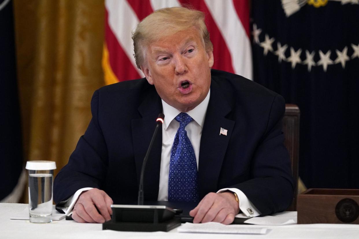 President Donald Trump speaks during a Cabinet Meeting in the East Room of the White House: AP