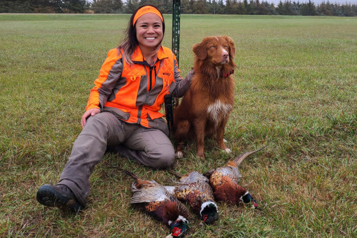 The author hunting with her dog; (photo/Michelle de Leon)