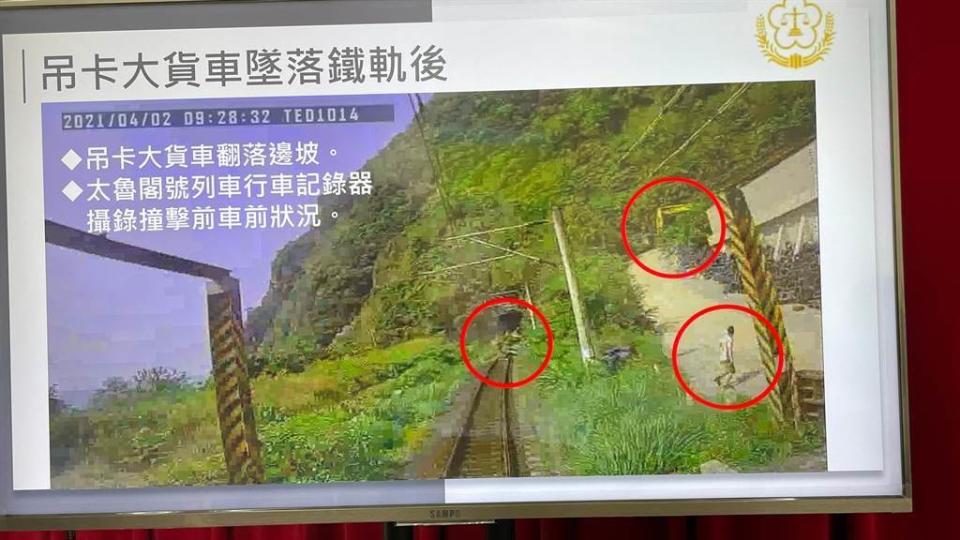 太魯閣號列車出軌事故，檢方公布列車上的行車紀錄器畫面。（花蓮地檢署提供）