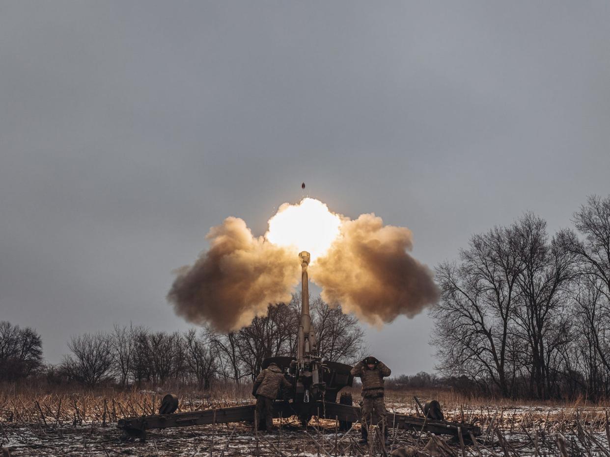 Artillery firing in Ukraine