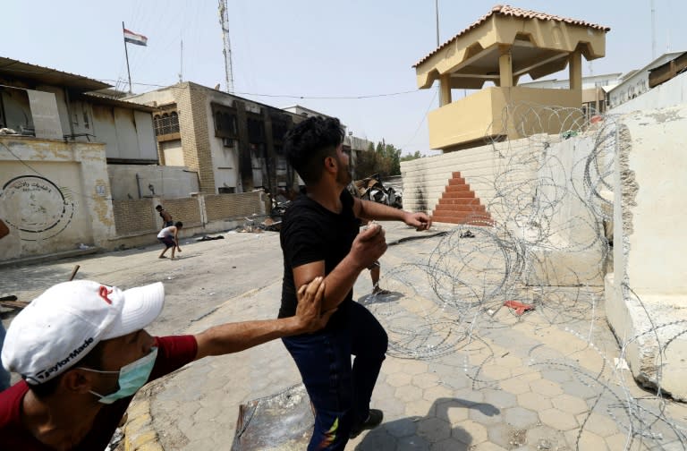 Iraqis protest in the southern city of Basra on September 4, 2018