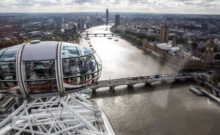 Britain's Princes' William and Harry, and Kate, The Duchess of Cambridge take a ride in a pod of the London Eye with members of the mental health charity "Heads together" on world mental health day in London, Britain October 10, 2016. REUTERS/Richard Pohle/Pool