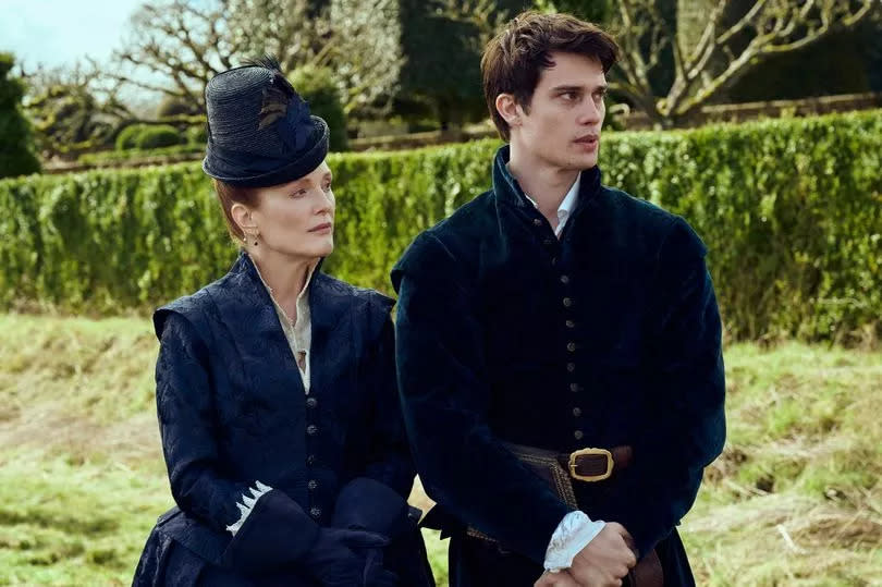 Promotional photo from Mary and George with Julianne Moore and Nicholas Galitzine