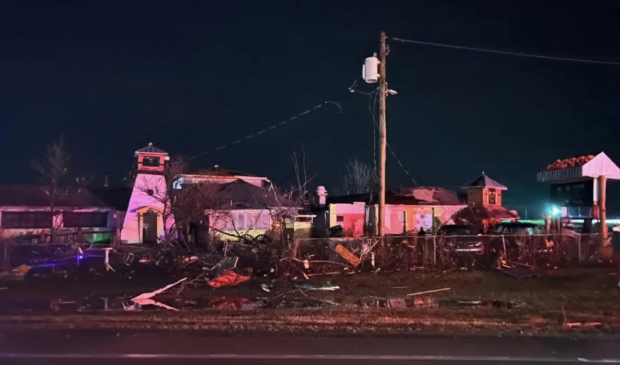 Multiple people are dead in Logan County after violent storms and possible tornadoes ripped through central Ohio, March 14, 2024. (Courtesy/Indian Lake Chamber of Commerce)