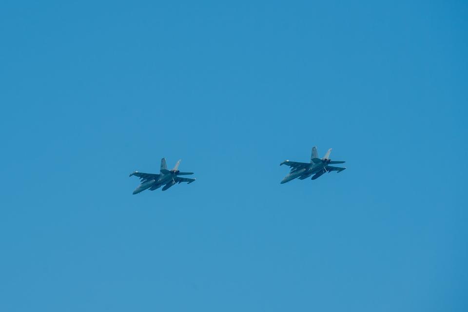 E/A-18G Growlers participate in flight operations above the Arabian Gulf on Dec. 10.