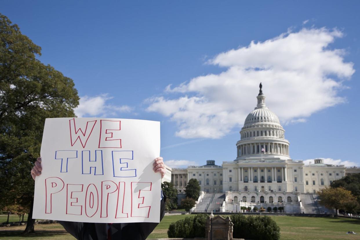 When the Constitution was written, the term 'We the People' had a very limited application for voting rights. <a href="https://media.gettyimages.com/id/108914576/photo/a-protestor-holding-a-placard-in-front-of-the-us-capitol-building.jpg?s=1024x1024&w=gi&k=20&c=On4svGb-O5Cv9XvMXuS4wV-FzqfSsO0ZdpW4o5yzjNM=" rel="nofollow noopener" target="_blank" data-ylk="slk:Antenna/Getty Images;elm:context_link;itc:0;sec:content-canvas" class="link ">Antenna/Getty Images </a>