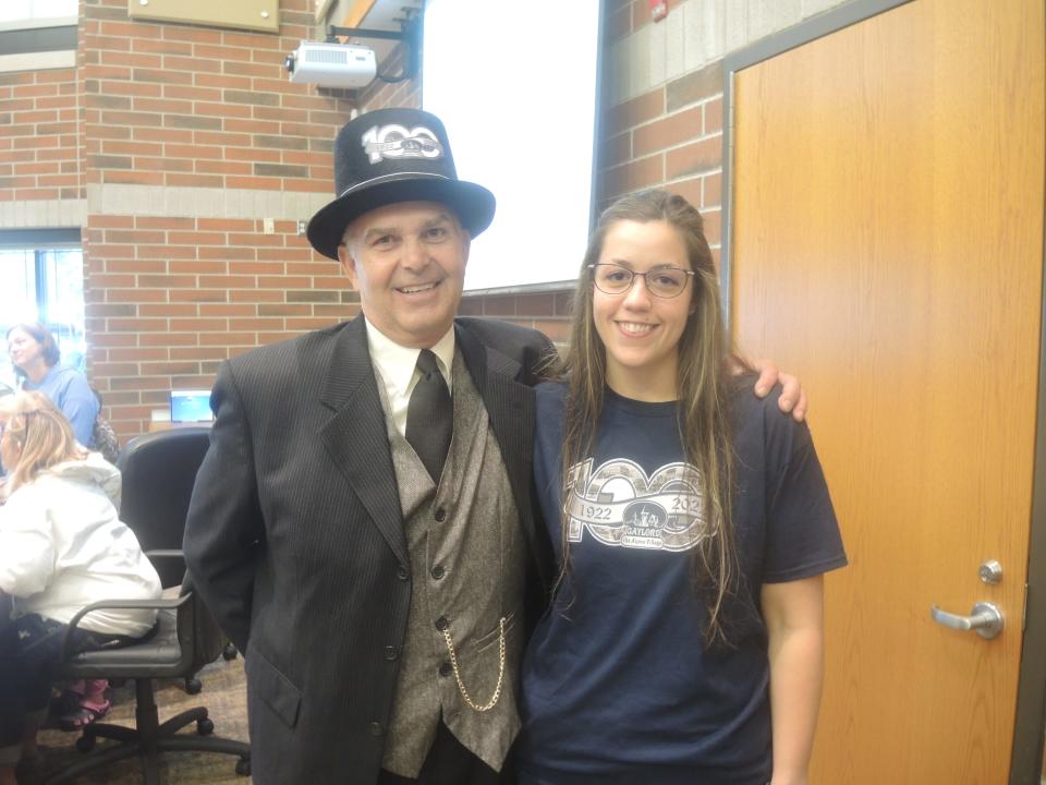 Gaylord Mayor Todd Sharrard and Erika Peters, the city's human resources officer who also put together the centennial celebration. The events culminated in a well attended gala at city hall on Aug. 13.