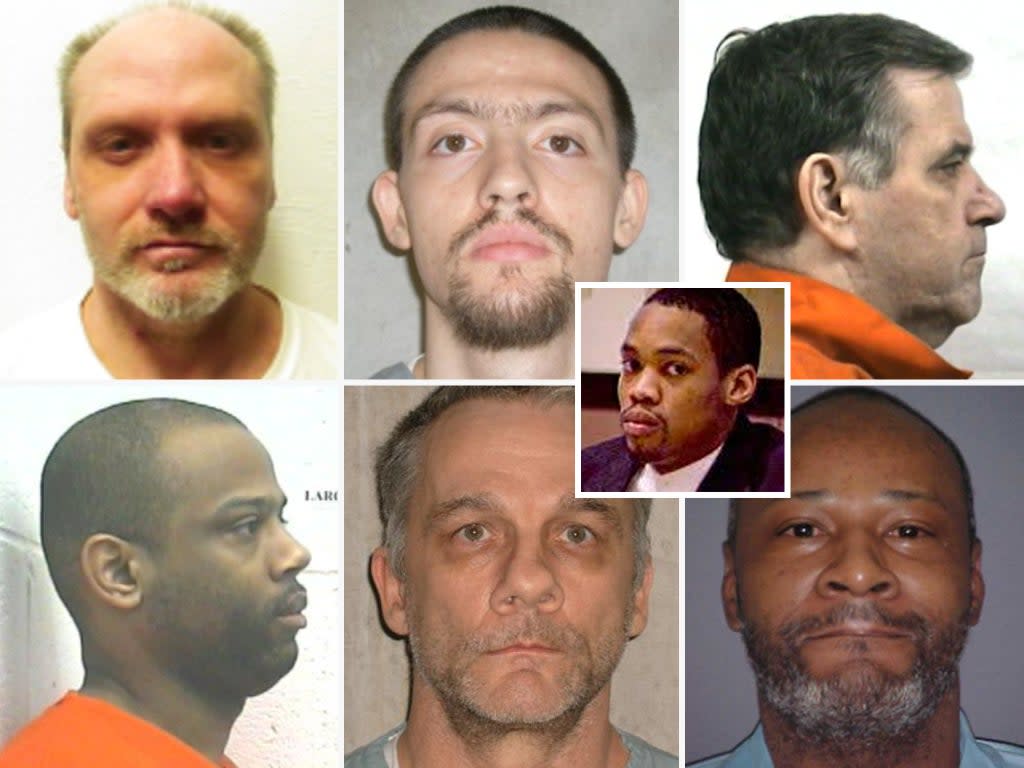 Oklahoma may execute seven death row inmates before their legal appeal in federal court can play out (Images courtesy of Oklahoma Department of Corrections and Justice for Julius; Composite by Eve Watling / The Independent)