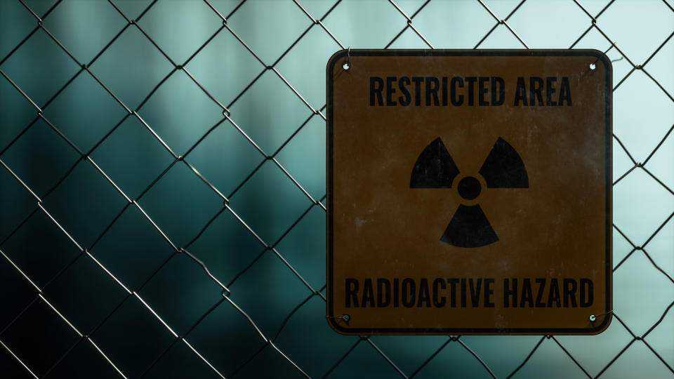 A restricted aria radioactive hazard sign