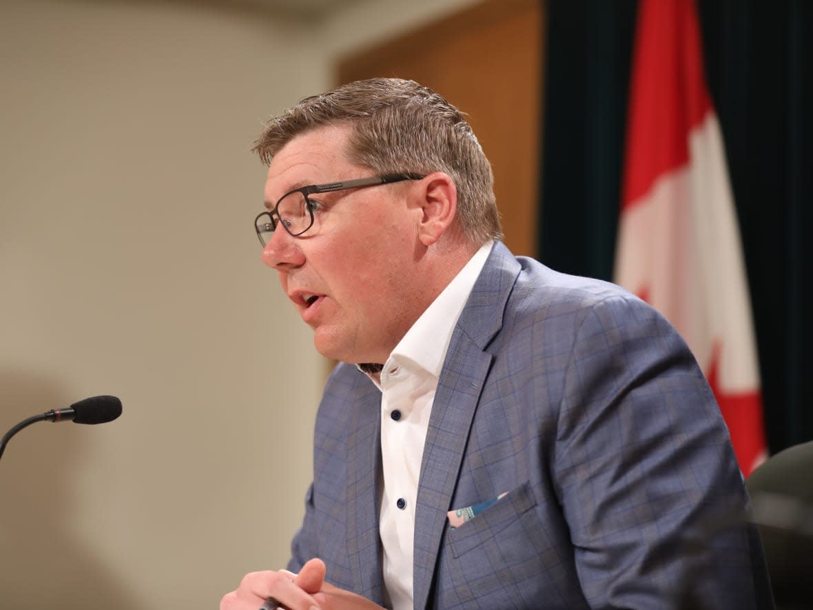 Premier Scott Moe said the province 'likely should have acted a little bit earlier' in implementing the current public health orders, after noticing the impact they've had on COVID-19 numbers over the last month. (Matt Duguid/CBC - image credit)