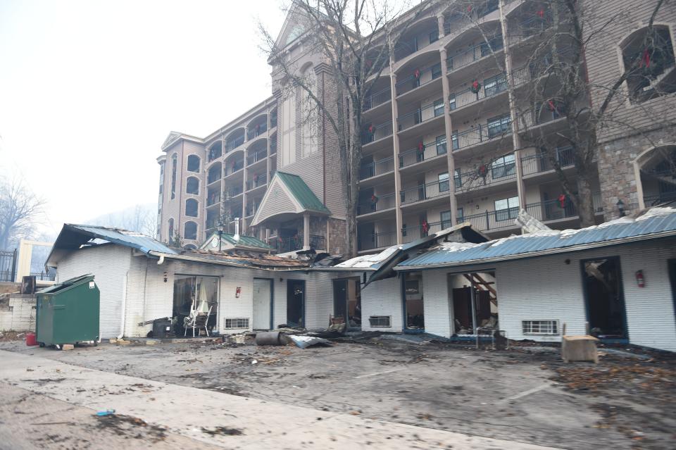 A hotel along Highway 321 after wildfires mixed with high winds on Monday evening, Nov. 28, 2016, to cause widespread damage in the Gatlinburg area. Photo taken Tuesday, Nov. 29, 2016.