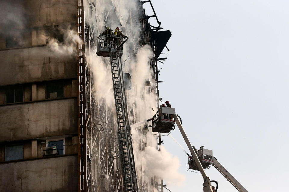 Deadly fire destroys high-rise building in Tehran, Iran