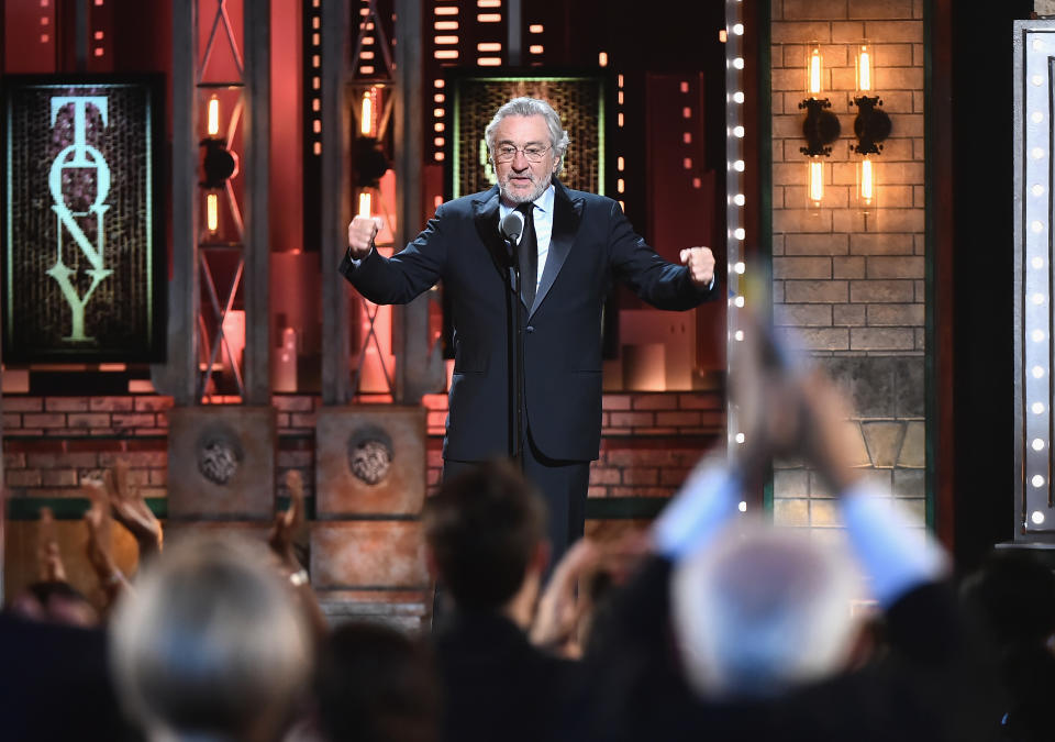 Robert De Niro yelled “F*** Trump” at the 2018 Tony Awards. Source: Getty