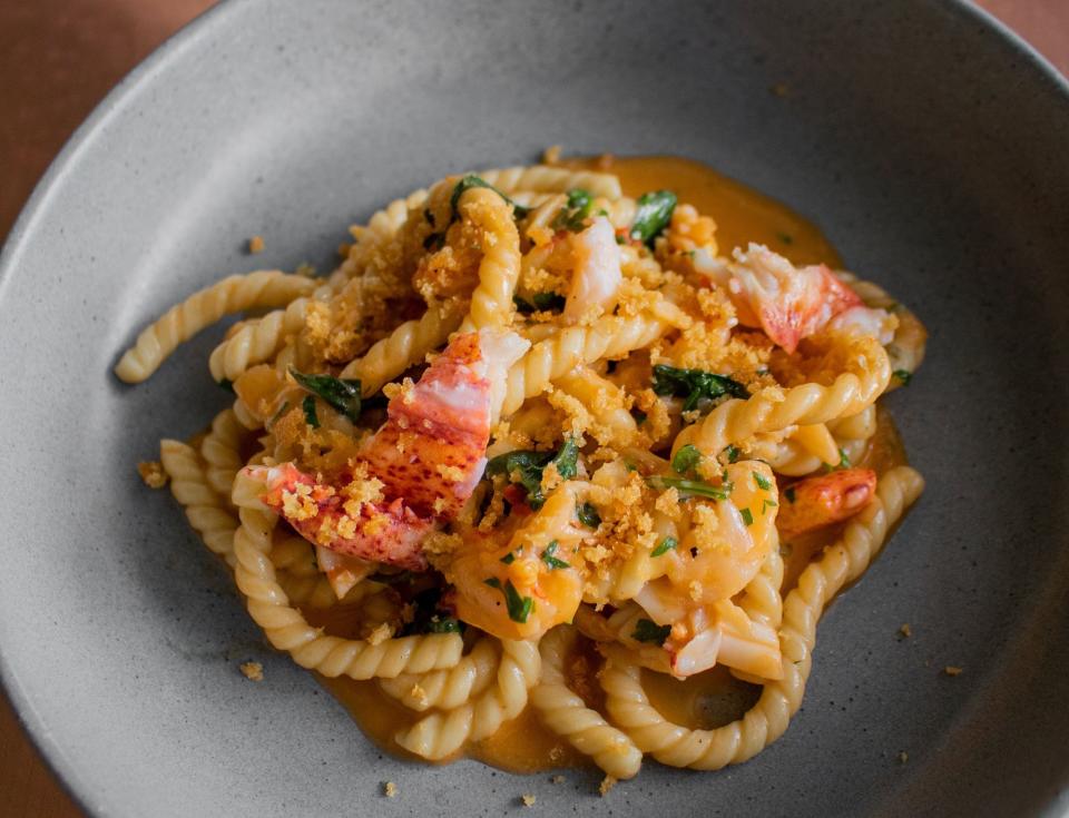 The menu at Palm Beach's Buccan bistro features homemade pastas. This seasonal special is fusilli with Maine lobster and uni butter.