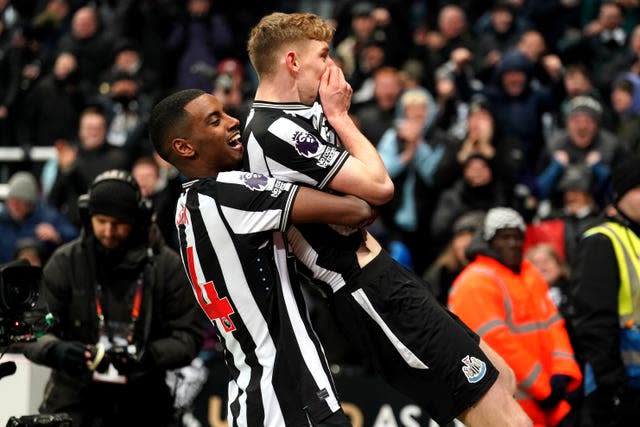 Newcastle have won only once since Anthony Gordon (right) fired them to Premier League victory over Manchester United on December 2