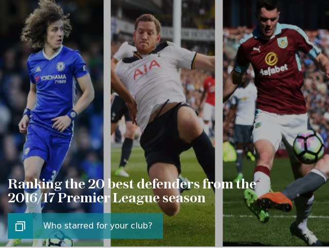 Ranking the 20 best defenders from the 2016/17 Premier League season