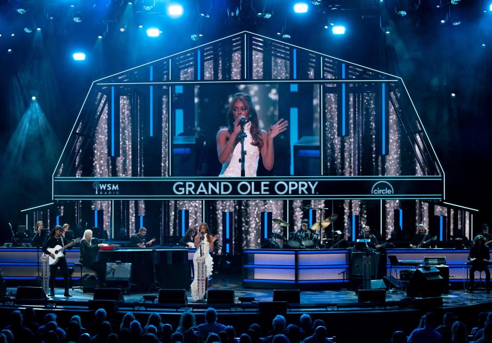 Camille Parker debuts at the Grand Ole Opry in Nashville, Tenn., Saturday, Feb. 17, 2024.