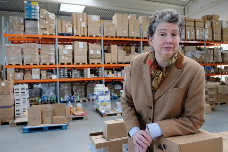 Juliane Kronen, founder of the Innatura cooperative, poses for a photo at a warehouse of the non-profit group, in Cologne, western Germany