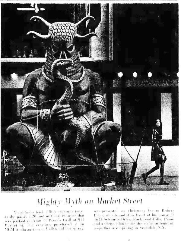 The "demon" of Smyrna statue had a home at Piane Grill in Wilmington, according to this 1970 News Journal article. The Hollywood prop was in several locations in Delaware before moving to New Jersey in 2004.