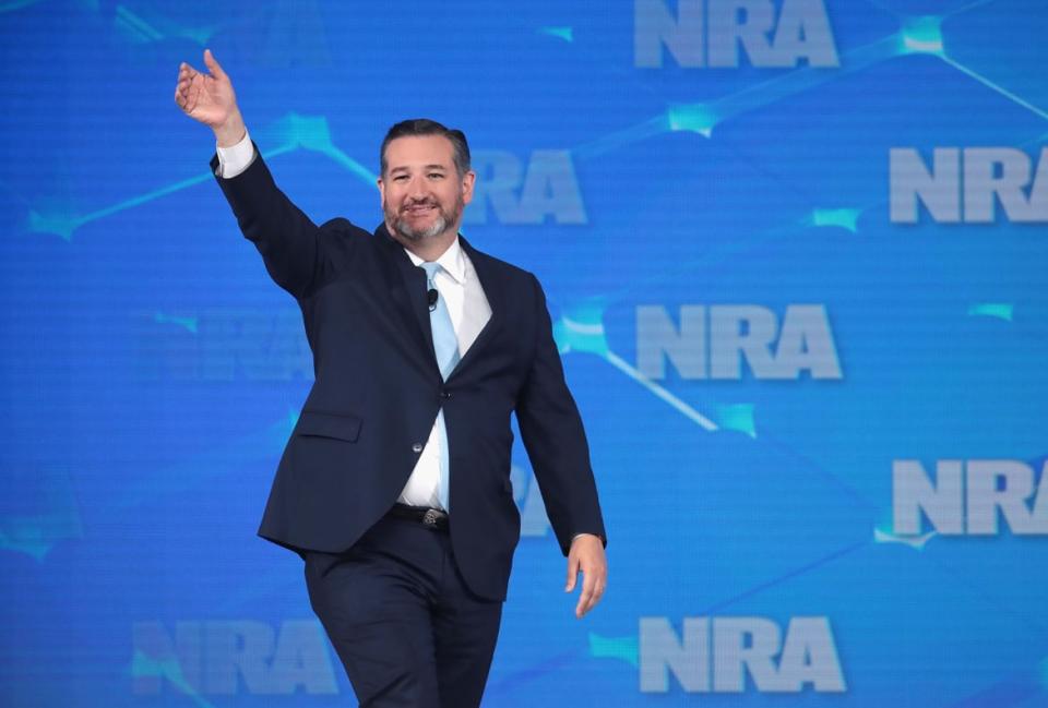 <div class="inline-image__caption"> <p>Senator Ted Cruz (R-TX) at an NRA forum in Indiana in 2019.</p> </div> <div class="inline-image__credit"> Scott Olson </div>