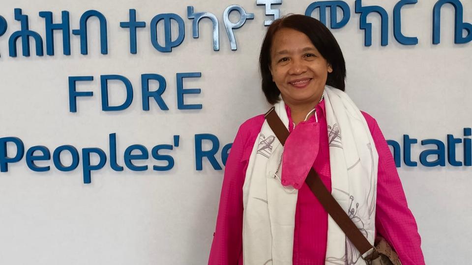 Rep. France Castro of ACT-Teachers Party-list at the House of the Peoples' Representatives of Ethiopia on June 22, 2022. Castro is pushing for the inclusion of Philippine history in the curriculum of higher K-12 grades. (Photo: France Castro/Facebook)
