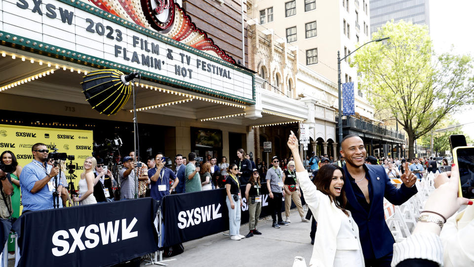 Eva Longoria and DeVon Franklin at “Flamin’ Hot” premiere at SXSW - Credit: Getty Images for SXSW