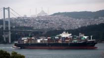 Hong-Kong-flagged container ship Joseph Schulte transits Istanbul's Bosphorus