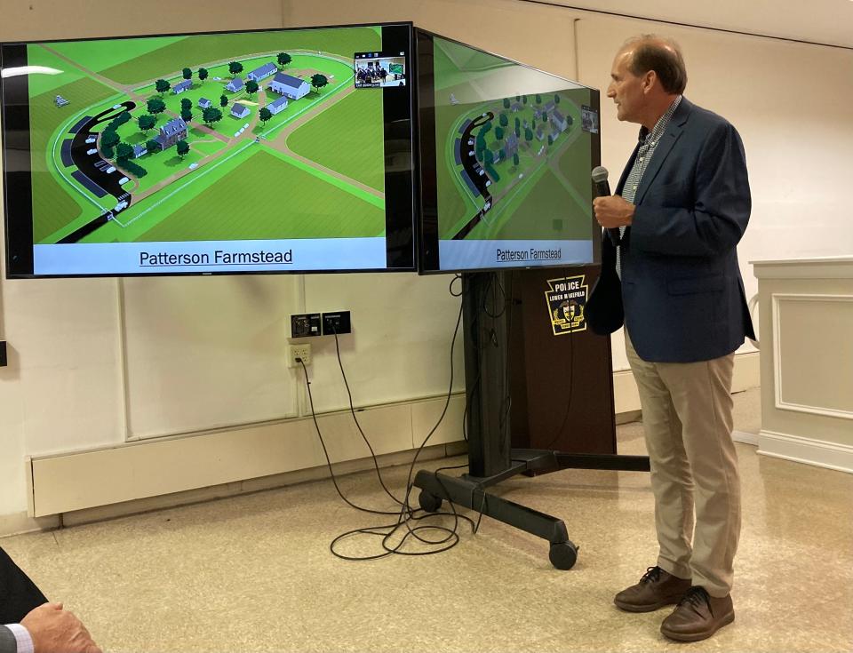 Douglas Seiler, of Seiler + Drury Architecture, describes his firm’s vision for repurposing the Patterson Farm as a civic space while maintaining Lower Makefield’s agricultural heritage, on Sept. 26, 2023.