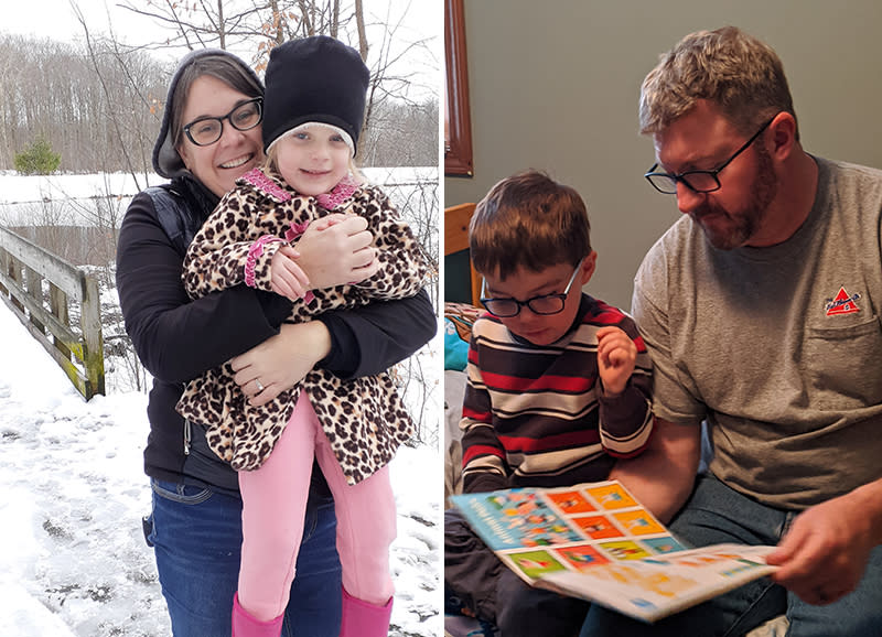 Virginia Dressler with her 3-year-old daughter, Gillian Hall, and her husband, Brandon Hall, with Gillian’s twin brother, Winston. (Virginia Dressler)