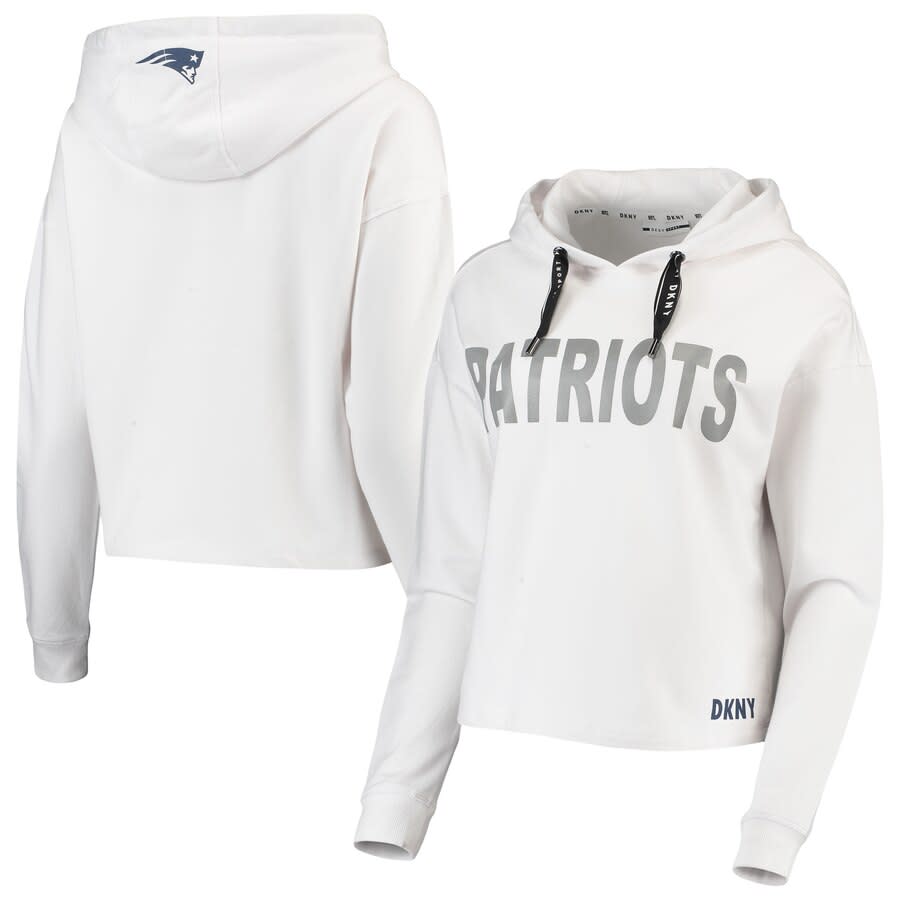 Women's DKNY Sport New England Patriots Crop Pullover Hoodie