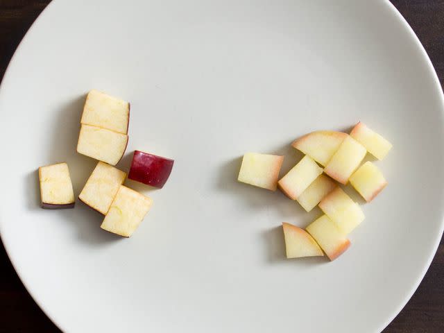 Blanched apple, at right.