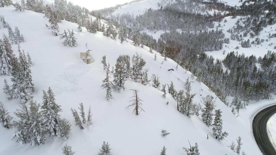 A remotely operated avalanche control system near Mt. Rose Highway.