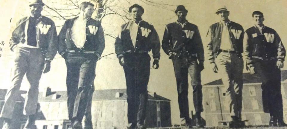 Sam Smith (third from left) with his teammates at Kentucky Wesleyan  College.