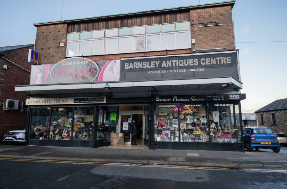 The incident happened at Mari's son, Daniel's, antique shop, Barnsley Antiques Centre (SWNS)