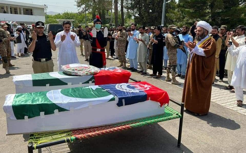 The funeral of two police officers killed while guarding the polio vaccination team in the Data Khel area of North Waziristan, tribal region near the Afghan border - STRINGER/EPA-EFE/Shutterstock