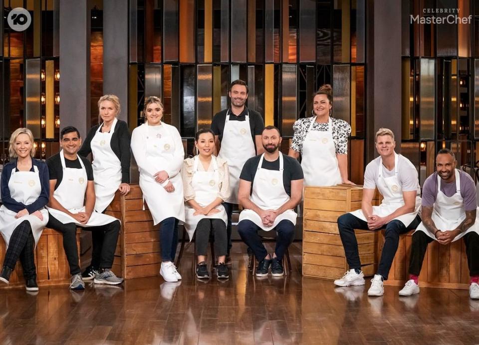 The 10 contestants on Celebrity MasterChef Australia 2021: Soccer player Archie Thompson, 42; TV and radio host Chrissie Swan, 47; fashion designer Collette Dinnigan, 55; Singer Dami Im, 32, Singer; Comedian Dilruk Jayasinha, 36; former Olympian Ian Thorpe, 38; Offspring actor Matt Le Nevez, 42; AFL player Nick Riewoldt, 38; Packed To The Rafters actress Rebecca Gibney, 56 and cooking progeny Tilly Ramsay, 19.
