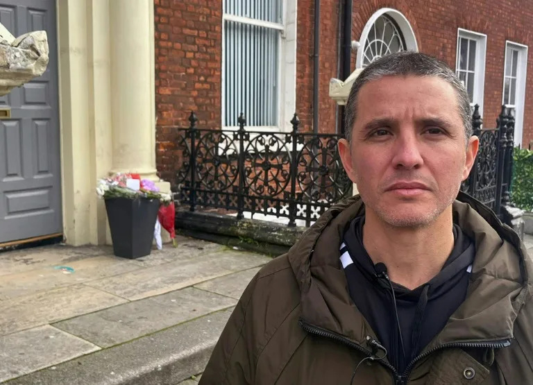 Brazilian Caio Benicio poses for a photograph during an interview with AFP, at the scene of the November 23 attack outside a school in Dublin (Peter MURPHY)