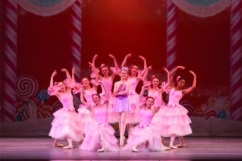 Sophia Link as Dew Drop Fairy and Youth Company dancers in Alabama River Region Ballet's "The Nutcracker".