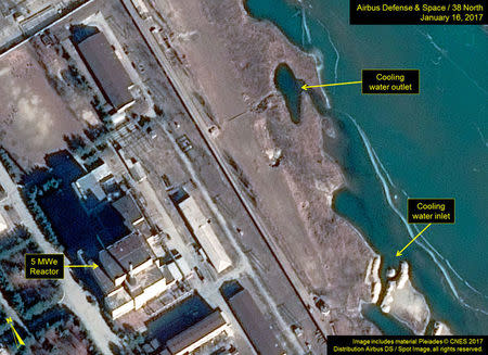 North Korea's Yongbyon Nuclear Scientific Research Center is pictured in this January 16, 2017 handout satellite image obtained by Reuters January 27, 2017. Includes material Pleiades ? CNES 2017 Distribution Airbus DS / Spot Image, all rights reserved. Airbus Defense & Space and 38 North/Handout via REUTERS