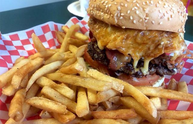 Double Stack Cheese Burger Sesame Bun Burgers Fast Food Vinyl