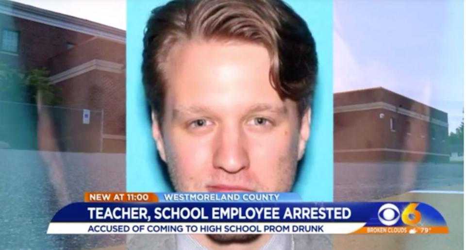 High school History teacher Jacob Inge was arrested and charged with public intoxication after he appeared to be drunk while serving as chaperone at his school's prom. (Photo: WTVR)