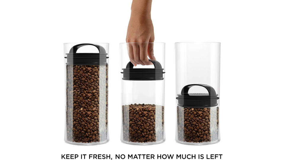 Best PREMIUM Airtight Storage Container for Coffee Beans, Tea and Dry Goods - EVAK - Innovation that Works by Prepara, Glass and Stainless, Soft Touch Black Handle, Mini. (Photo: Amazon SG)