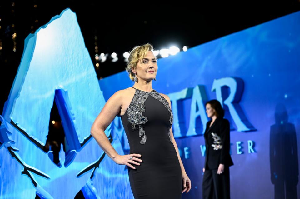 Winslet and her co-stars Sigourney Weaver and Cameron attended the world premiere in central London on Tuesday (Gareth Cattermole/Getty Images f)