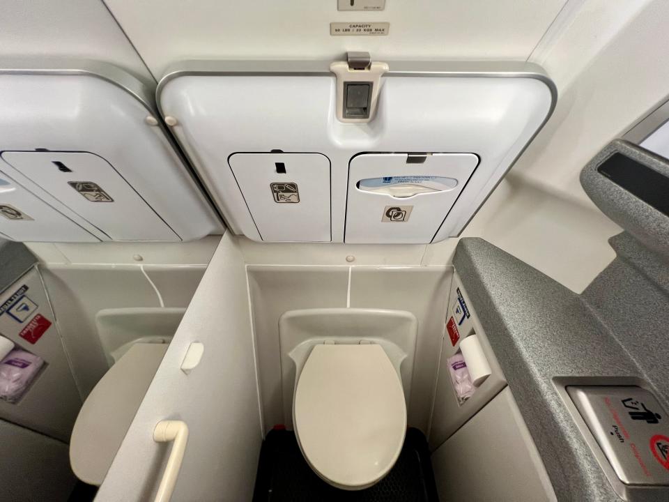 Bathroom onboard of Hawaiian Airlines flight