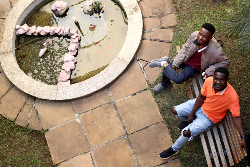 Nigerian refugees give an interview in Sao Paulo