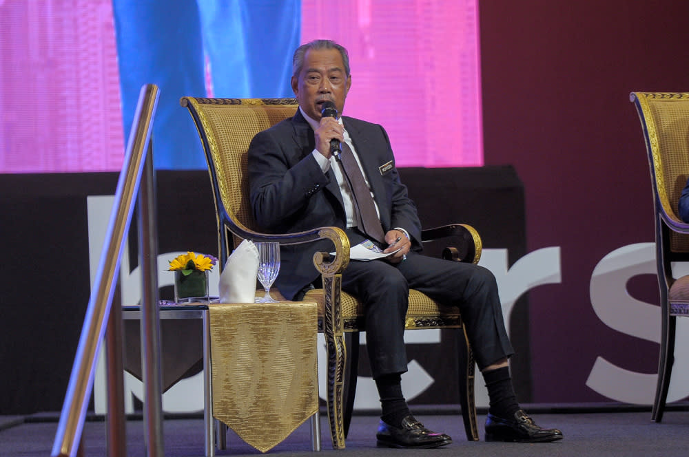 Prime Minister Tan Sri Muhyiddin Yassin said his government is fully focused on continuing the policy rolls out as planned and will not be distracted by any political challenges, including a takeover bid posed by Datuk Seri Anwar Ibrahim. — Picture by Shafwan Zaidon